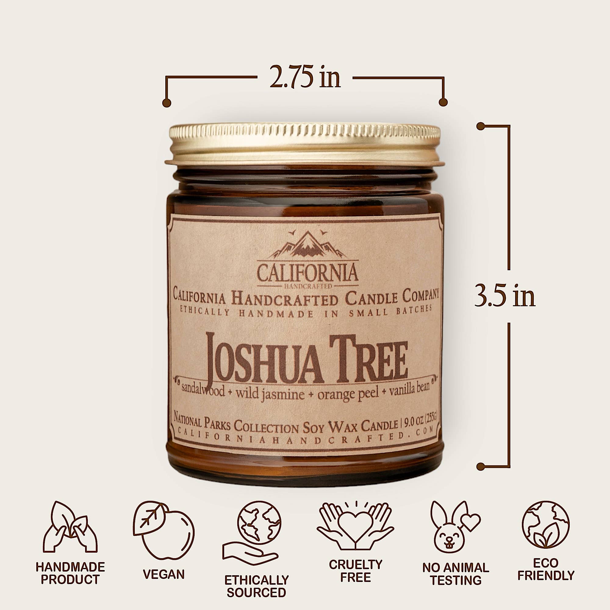 California Handcrafted - Wholesale Jar/Filled Candle - Joshua Tree National Park Coconut Apricot Jar Candle2