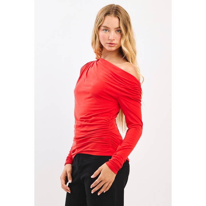 mittoshop - Wholesale Knit Top - Women's - ONE SHOULDER LONG SLEEVE DRAPE BRUSHED KNIT TOP11