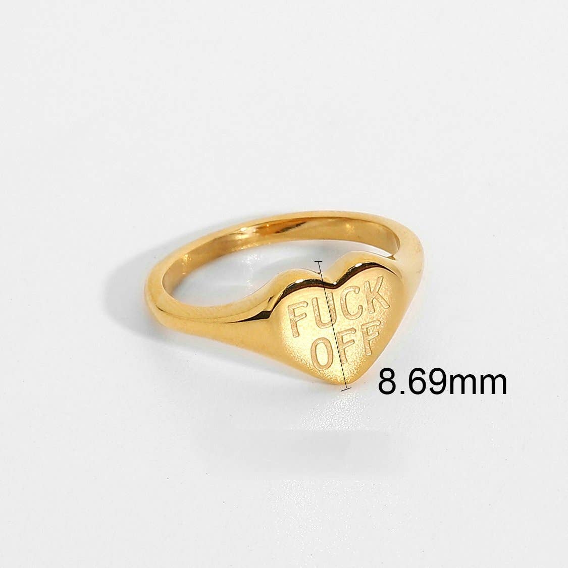 Mio Queena - Wholesale Cocktail/Statement Ring - "Fuck Off" Heart-shaped 18K Gold Plated Stee Ring - FGS3