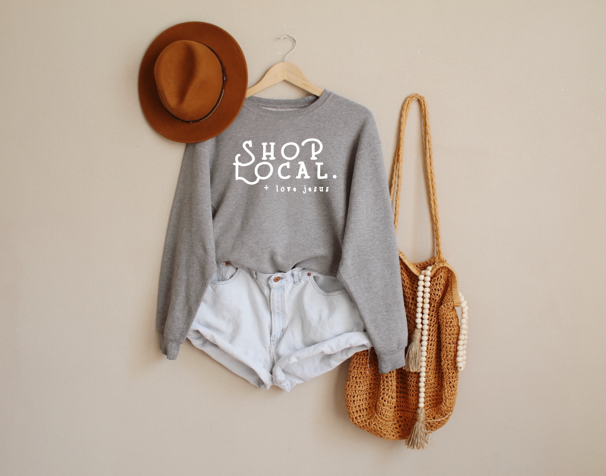 SBG Co. - Wholesale Graphic Sweatshirt - Women's - Shop Local + Love Jesus Sweatshirt1