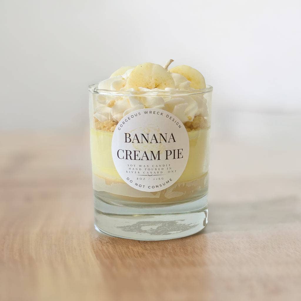 Gorgeous Wreck Design - Vente Bougies originales - Bougie Parfumée Dessert Tarte à la Crème de Banane