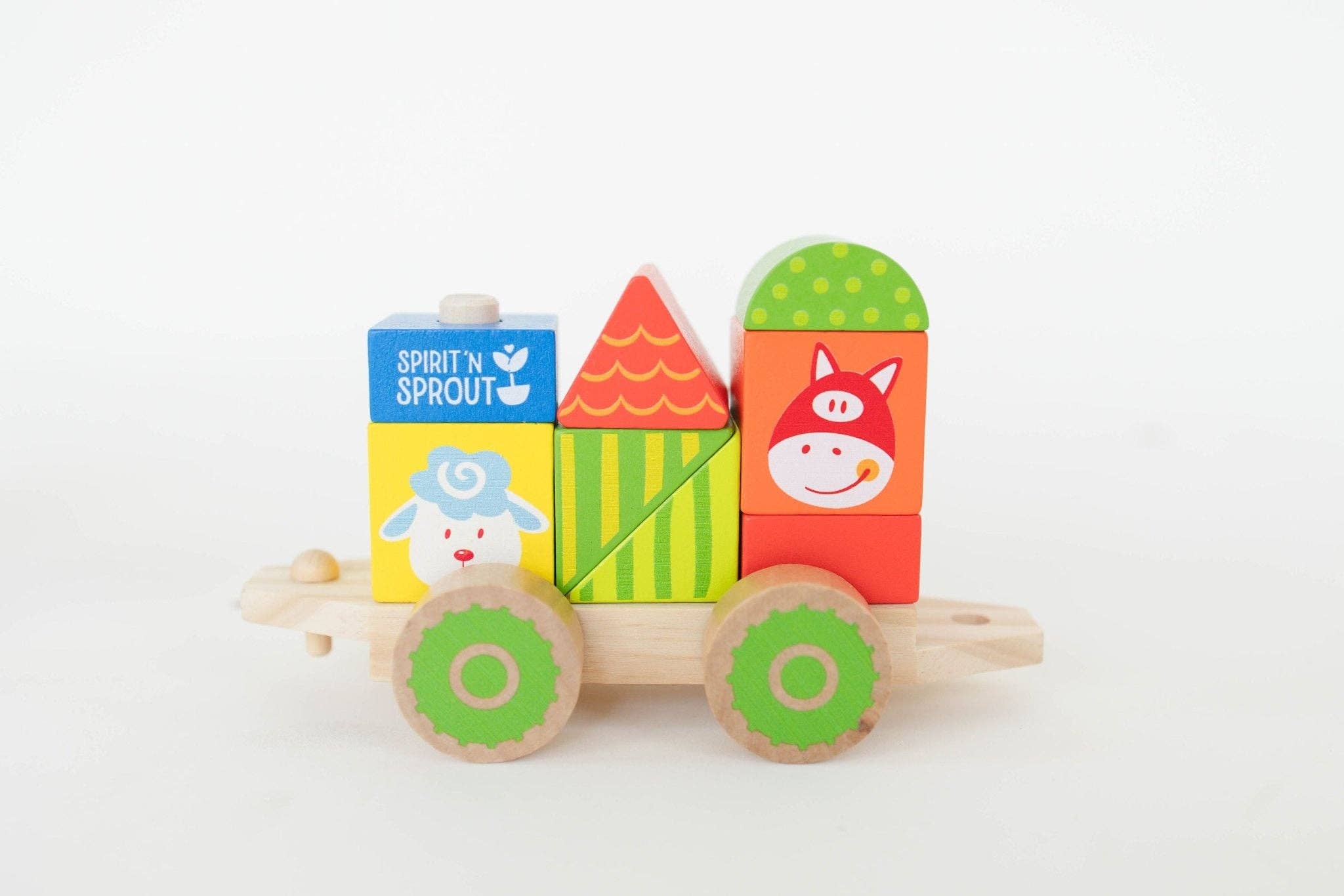 Spirit 'N Sprout - Wholesale Wood Toy - Kids - Farm Wooden Train Set for Kids - Pull Along Stacking Train13