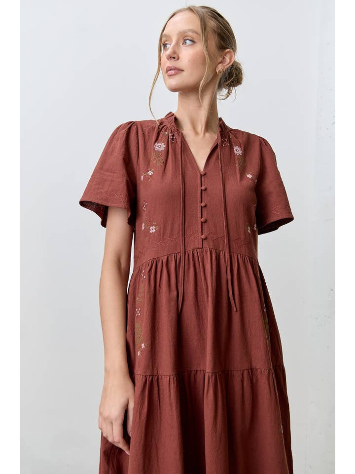 Polagram by Wellmade USA - Wholesale Dress - Women's - CROSS STITCH MAXI DRESS7