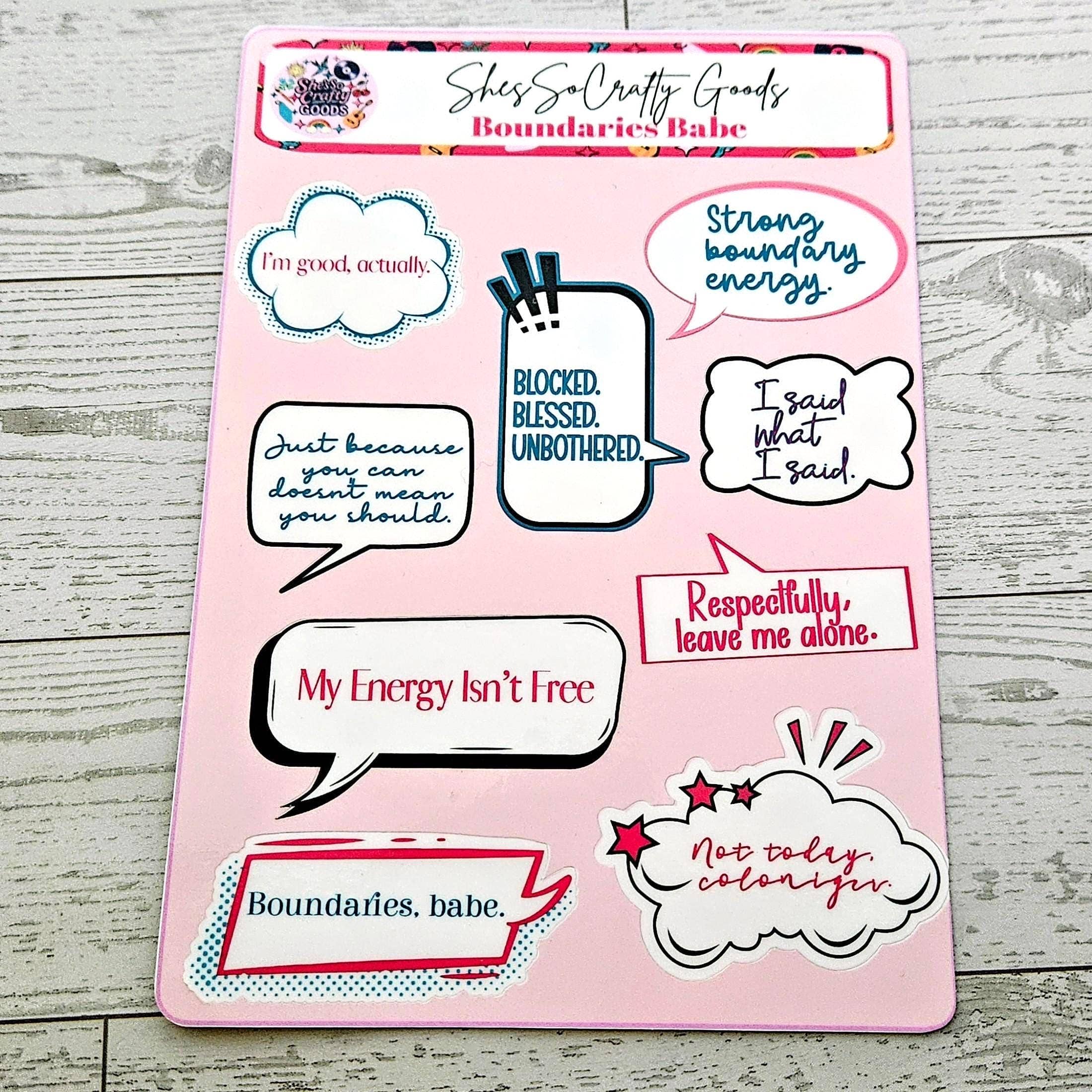 ShesSoCrafty Goods - Wholesale Sticker - Boundaries Babe Waterproof Vinyl Stickers for Journaling1