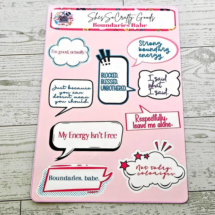 ShesSoCrafty Goods - Wholesale Sticker - Boundaries Babe Waterproof Vinyl Stickers for Journaling1