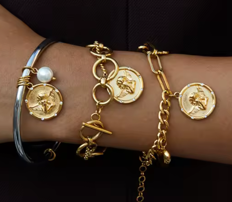 HoopLa – wholesale Berlockarmband – Cleo Coin Charm Armband 14K Guld & Silver-Vattentät8