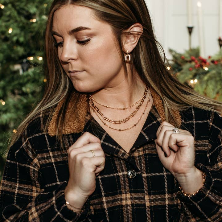 Trendy Gold Link Layered Necklace for wholesale by Golden Rae Wholesale