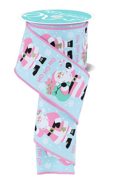 General Wholesale Inc - Wholesale Ribbon - Gift Wrapping - 2.5"X10YD SANTA CLAUS - ICE BLUE/WHT/PNK/LT SKIN - RGF1952H10
