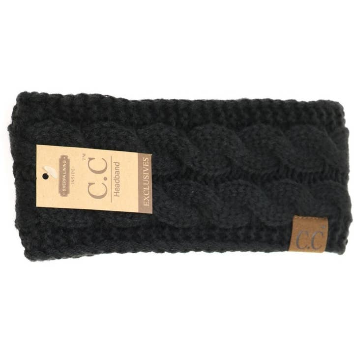 C.C Beanie - Wholesale Fashion Headband - Women's - Solid Cable Knit CC Women's Fashion Headband