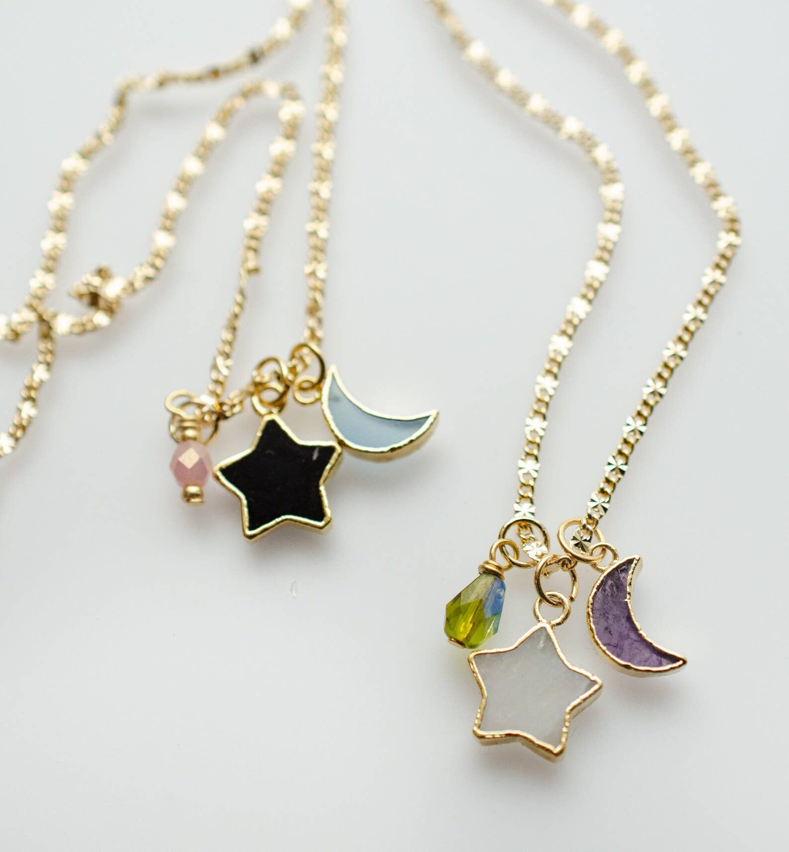 Jill Makes - Wholesale Pendant/Charm Necklace - Star and Moon Gemstone Necklace1