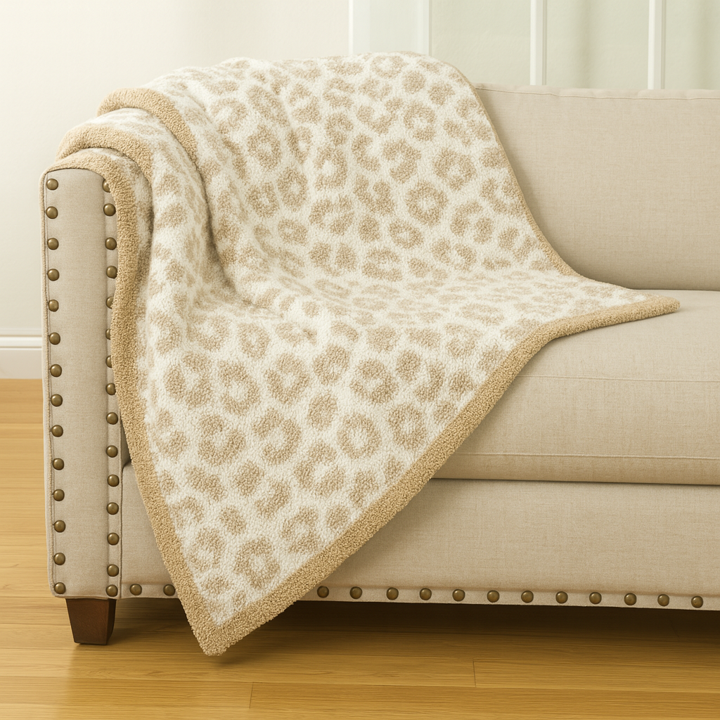 Fennco Styles – Manta para sofá por atacado – Manta Grelha Leopard Ultra Macia 50"x60"0