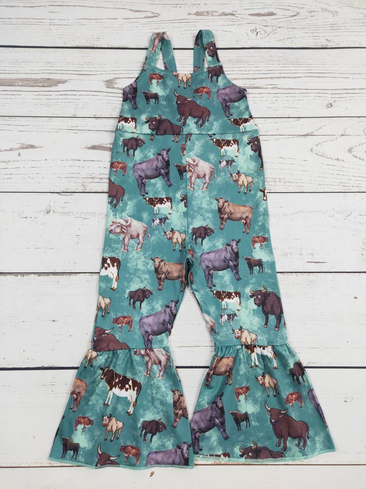 Baby Girls Cows Printed Jumpsuit for wholesale by sassy kids palace