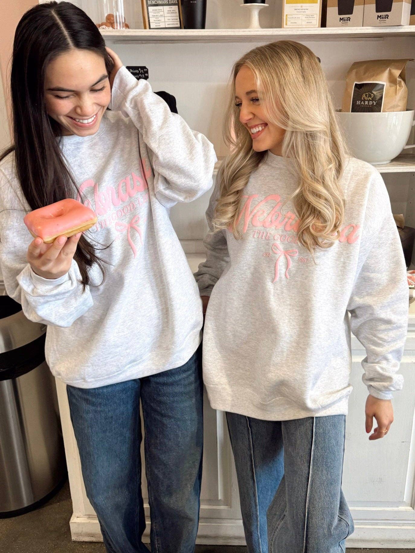 Grey Nebraska Bow Sweatshirt for wholesale on Faire2