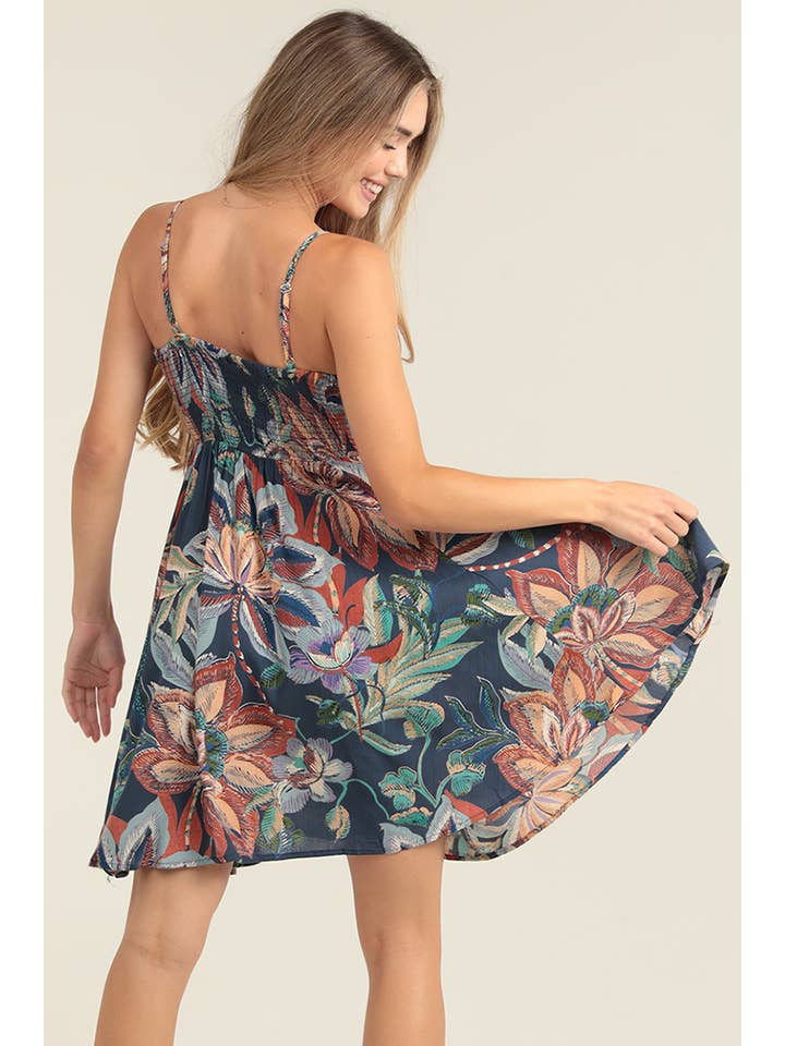 ANGIE - Wholesale Dress - Women's - F4J69-FQ60 V NECK SMOCKED BODICE SUNDRESS7