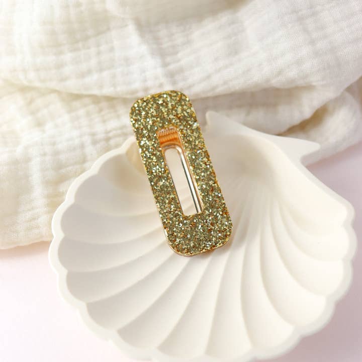 CG Home - Wholesale Barrette - Women's - Rectangular hair clip with large gold sequins1