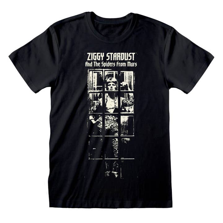 Black David Bowie Ziggy Stardust Unisex Screen Printed T-Shirt for wholesale on Faire