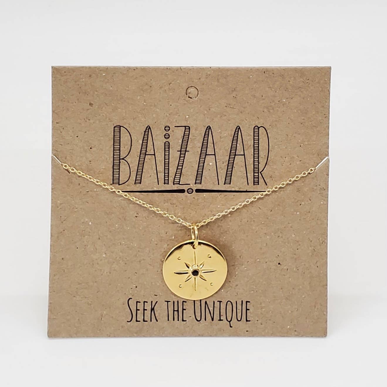 Baizaar - Vente Colliers à pendentif - Collier Compass Rose en métal doré4
