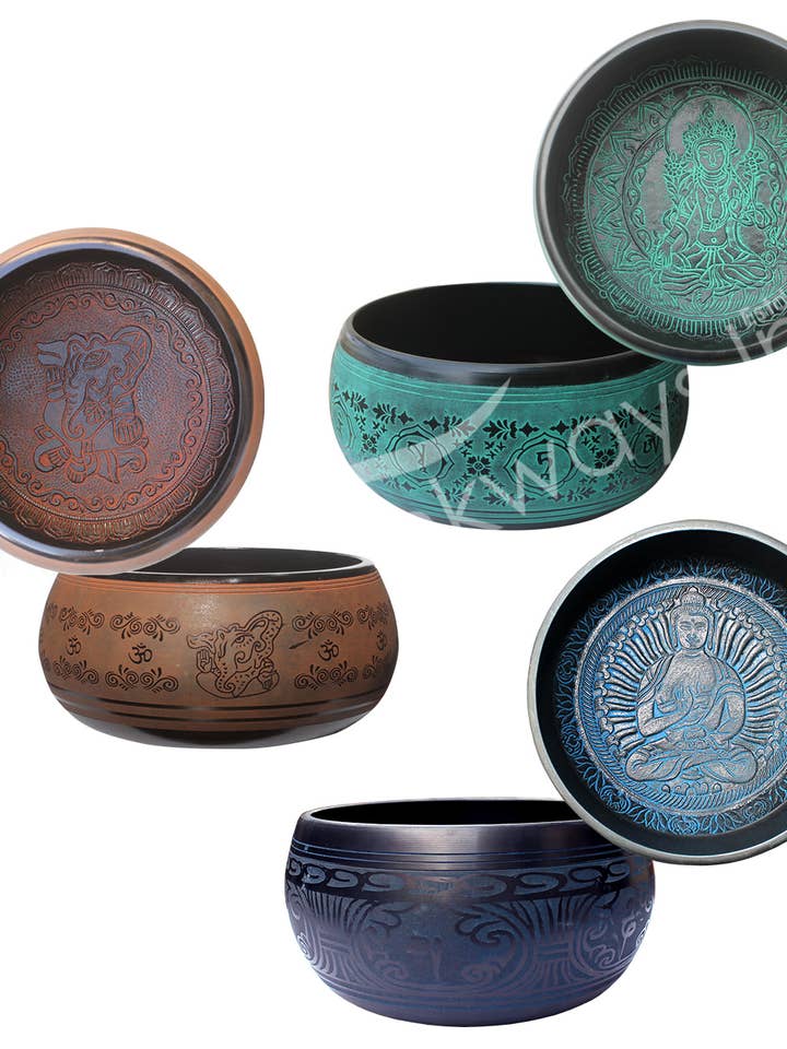 (KG)SINGING BOWL - LIGHT WEIGHT ROUNDED MIXED COLORS & DESI for wholesale by Oceanic Linkways Inc