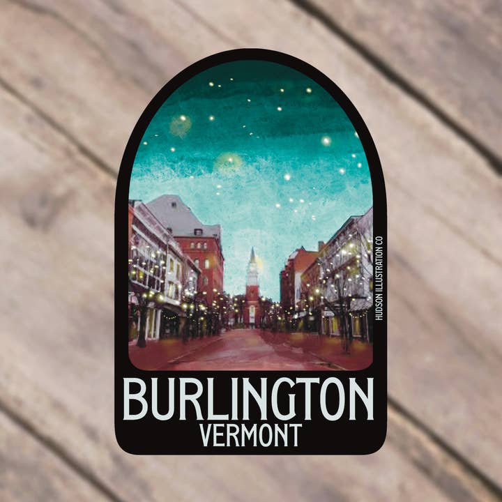 Church St Burlington Vermont Sticker/Magnet/Print/Postcard for wholesale by Hudson Illustration Co - About Town Co