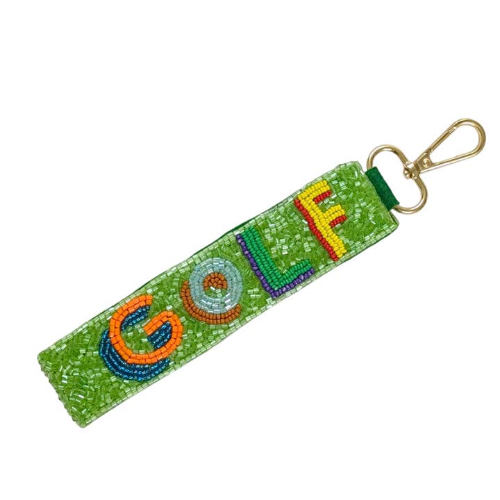 Golf Themed Beaded Wristlet Strap Keychain for wholesale by Nima Accessories Inc