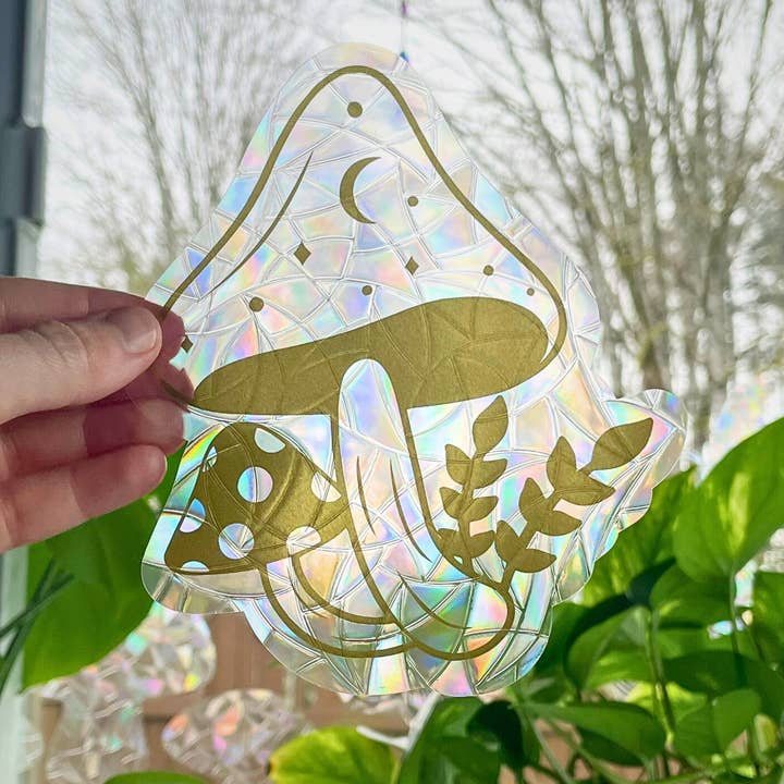 Mindful over Mind Full - Wholesale Suncatcher - Celestial Mushroom Suncatcher | Rainbow Maker | Window Cling