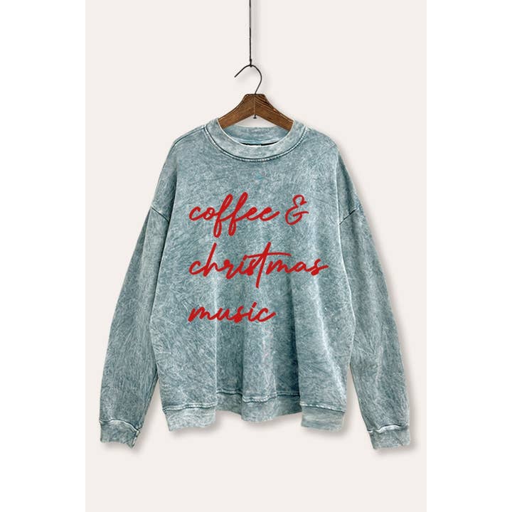 KOFFIE & KERSTMUZIEK TYPOGRAFIE MINERAAL SWEATSHIRT voor wholesale door STARCHIS