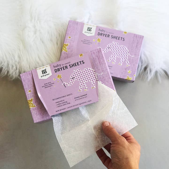 Grab Green - Wholesale Dryer Balls - Baby Dryer Sheets, Rosewood, 80 Sheets3