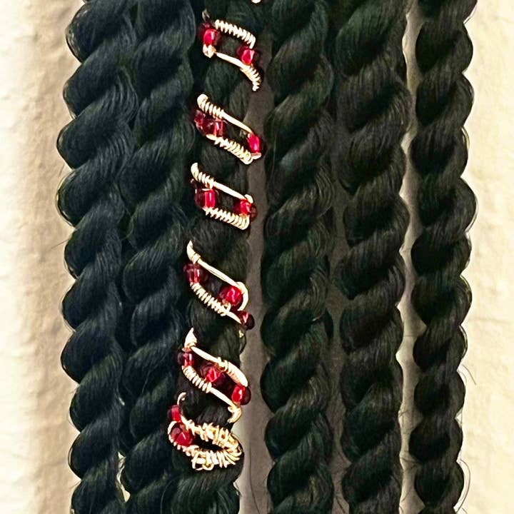 elevated loc jewelry - Wholesale Hair Tie - Red Beaded Loc Hair Wrap 3