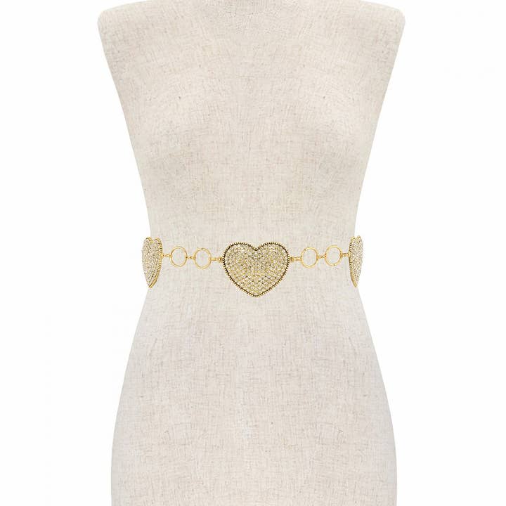 Oblige by G - Wholesale Belt – Women's - Rhinestone Heart & Oval Metal Chain Belt KM1533 KM1534
2