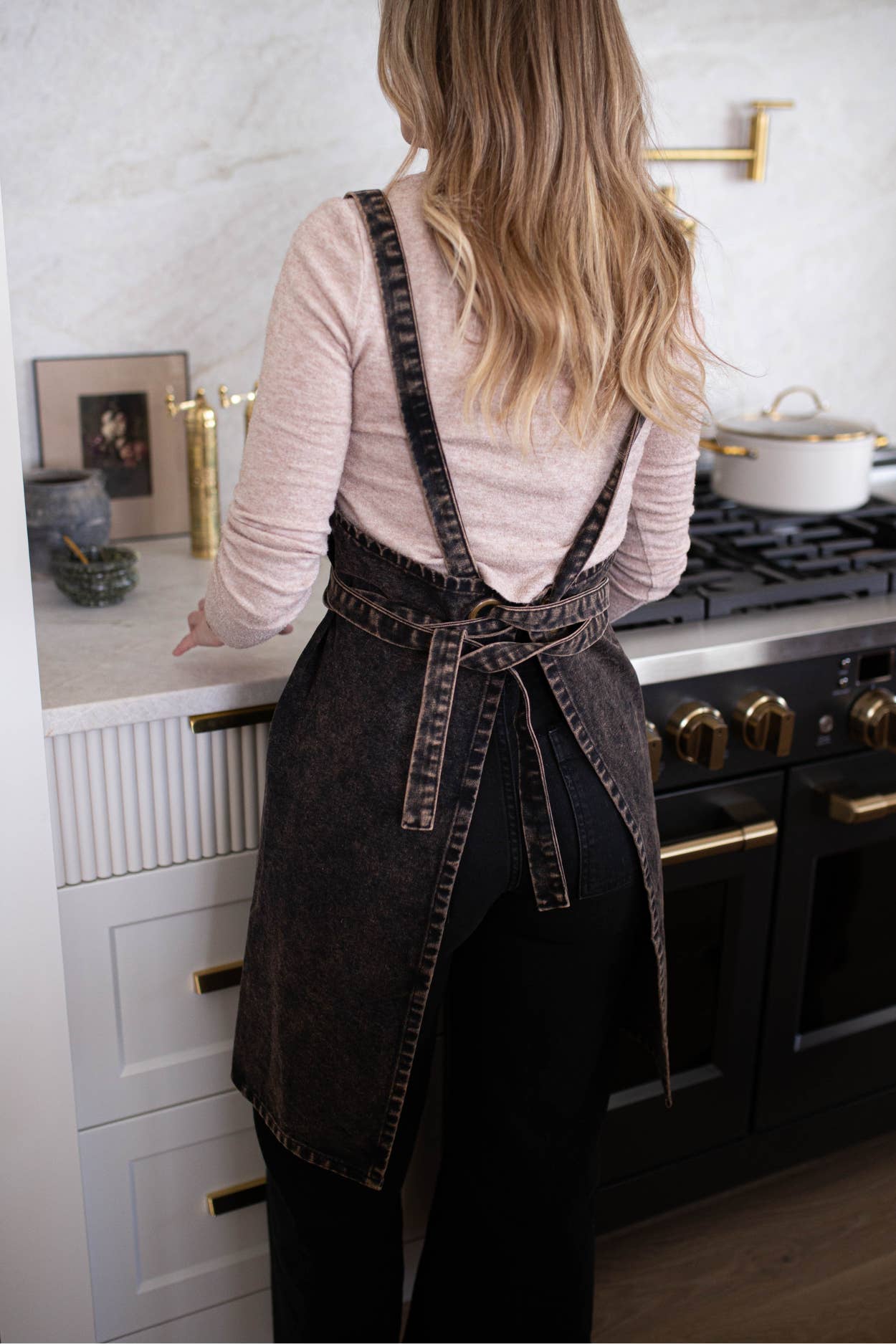 Luxe B Co - Wholesale Apron - Stone Washed Kitchen Apron Charcoal