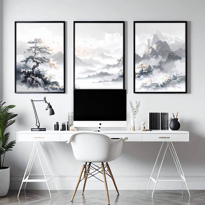 Gallery Wall Set | Set of 3 Asian Inspired Wall art Prints for wholesale by About Wall Art