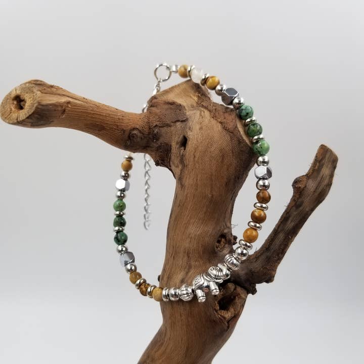 Natural 4mm African Turquoise Elephant Bracelet for wholesale by CHAKRA JEWELRY