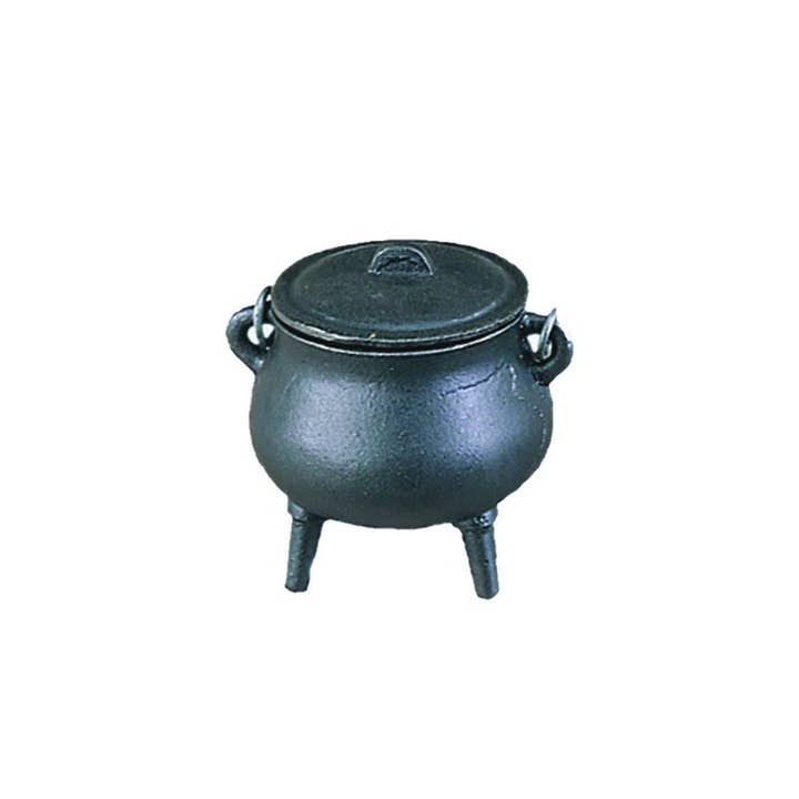 Designs by Deekay Inc. - Wholesale Incense Holder - Mini Plain Cast Iron Cauldron w/ Lid (3.5 in.)