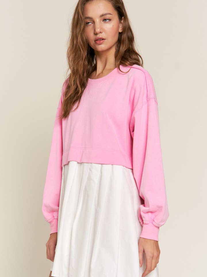 Pink Colorblock Terry Pleated Mini Dress for wholesale on Faire