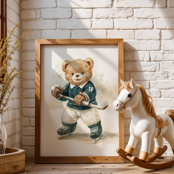 Nursery Art Print - Watercolor Teal Jersey for wholesale by Artsriver