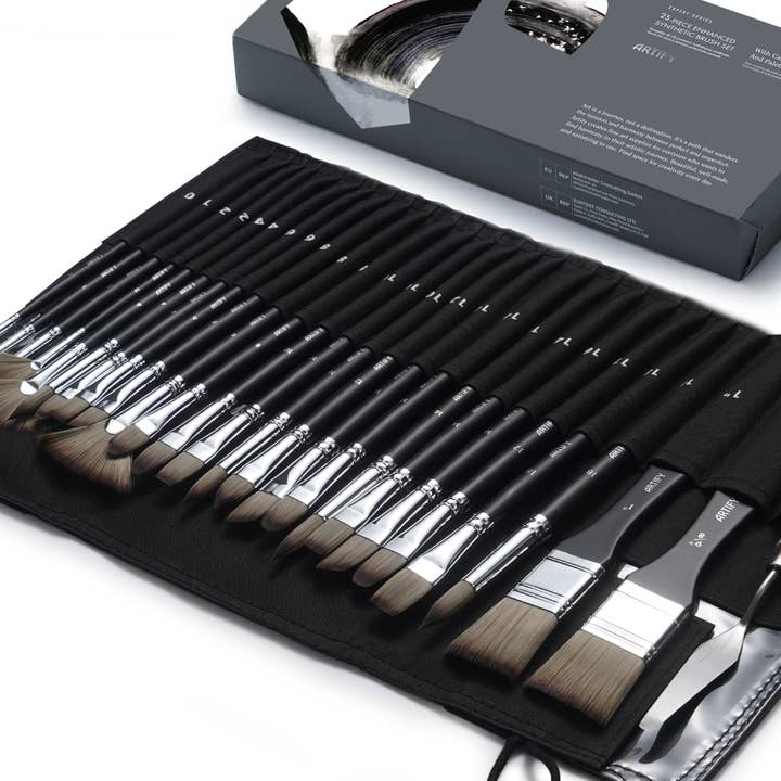 ARTIFY Set di 25 Pennelli Sintetici Potenziati, Serie Expert per la vendita all'ingrosso da parte di Artify