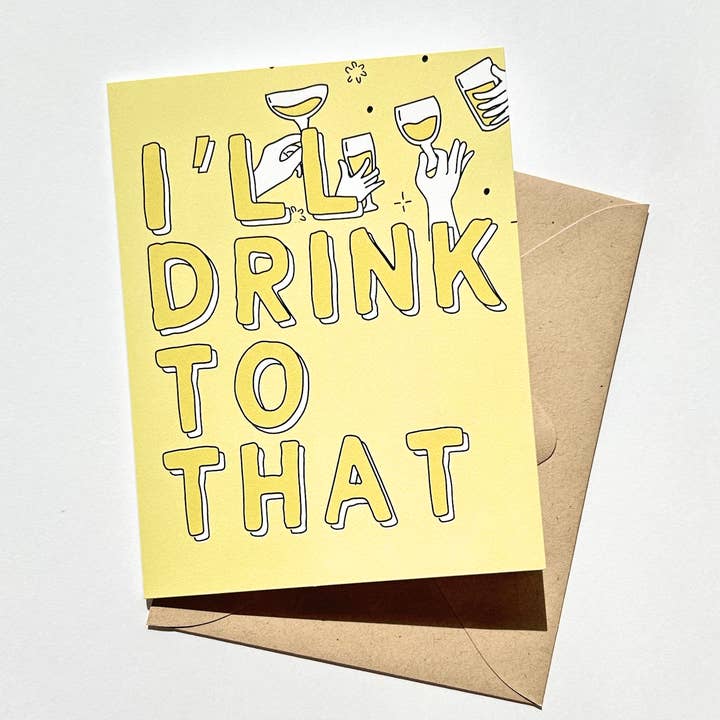 Five Dot Post - Wholesale Congratulations Card - Cute Congratulations Card I'll Drink to that Engagement Card