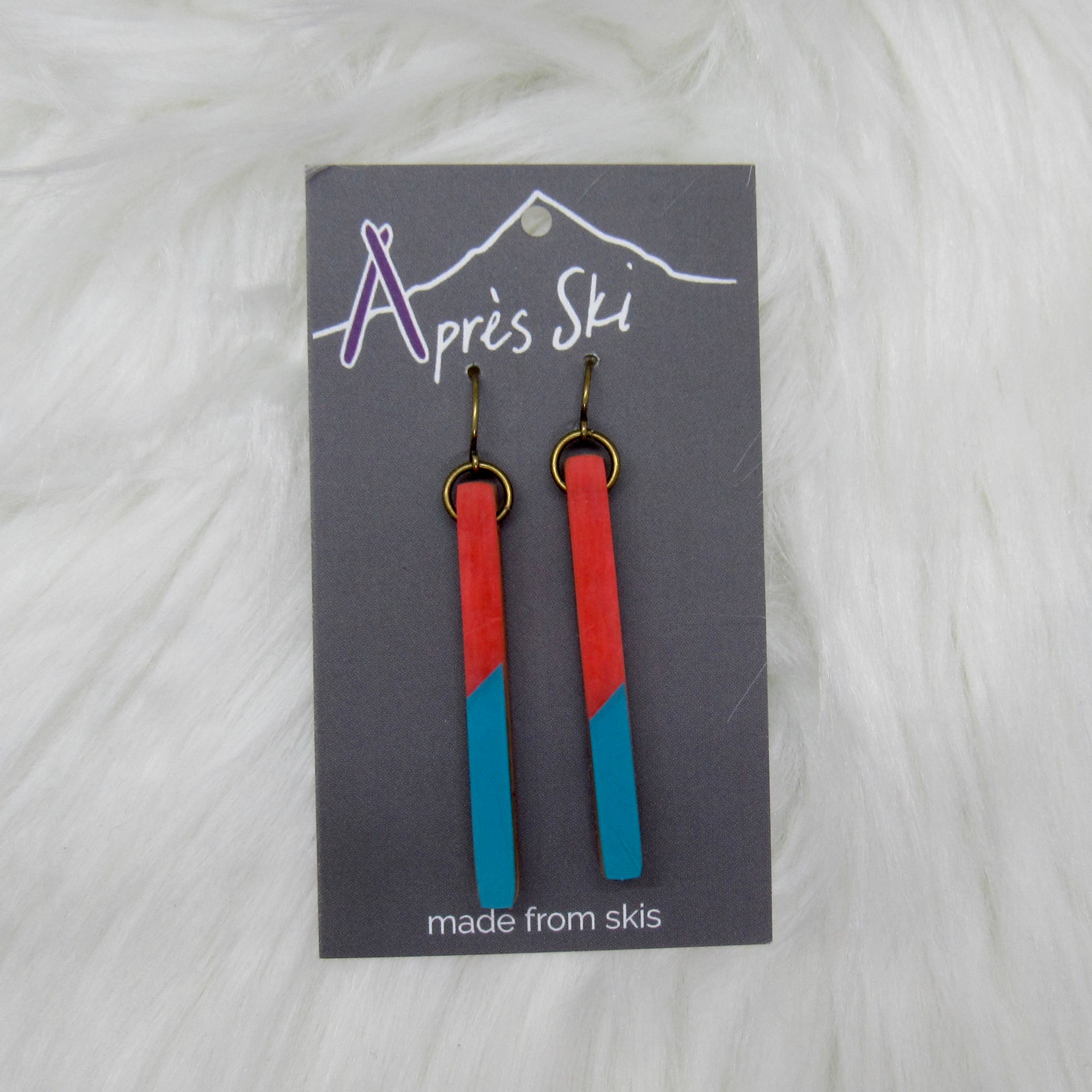 Après Ski Jewelry - Wholesale Hangende/ronde oorbellen - Powderhound Ski Oorbel - Antiek brons1