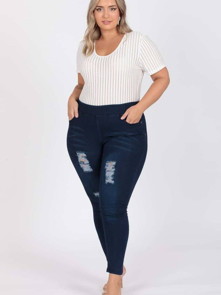 Pantalon jeggings en jean taille mi-haute grande taille - Lot de 6 pour la vente par Apparel Candy