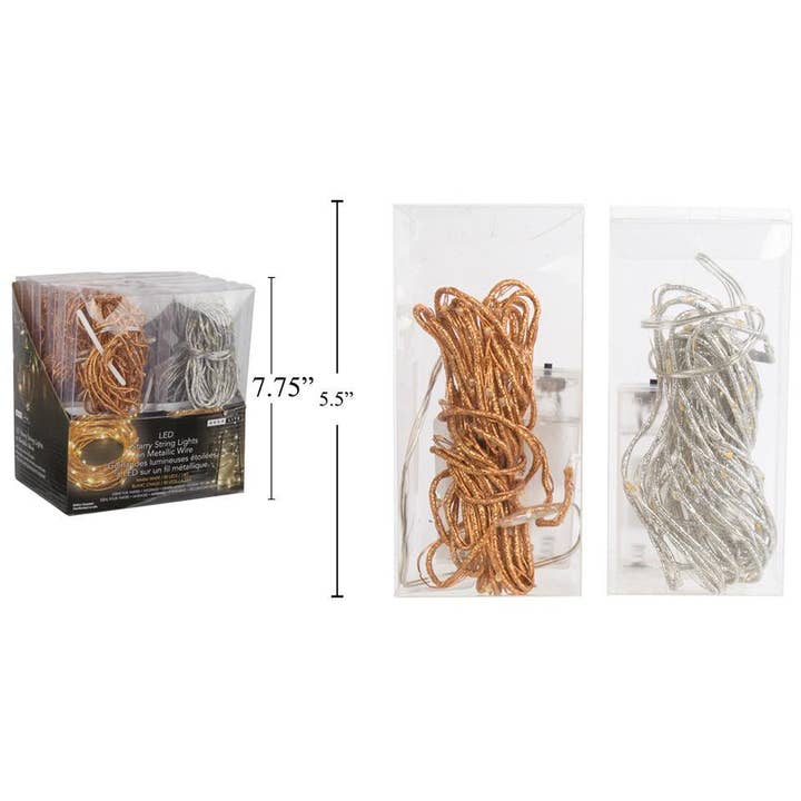 Décor Lite 80LED Starry String Lights Metallic Wire, 2asst for wholesale by Truu Design