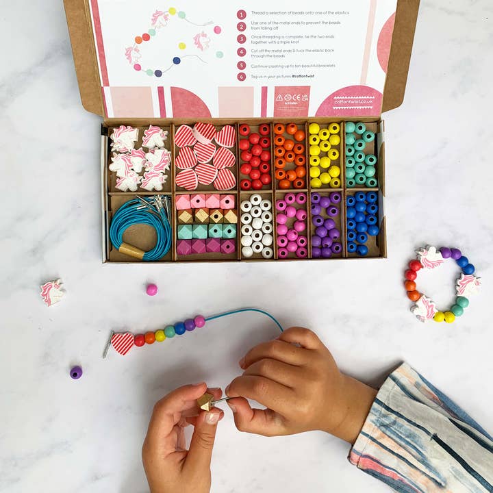 Cotton Twist - Vendita all'ingrosso Gioielli fai da te - Bambini - Kit per creare braccialetti a forma di unicorno e cuore
