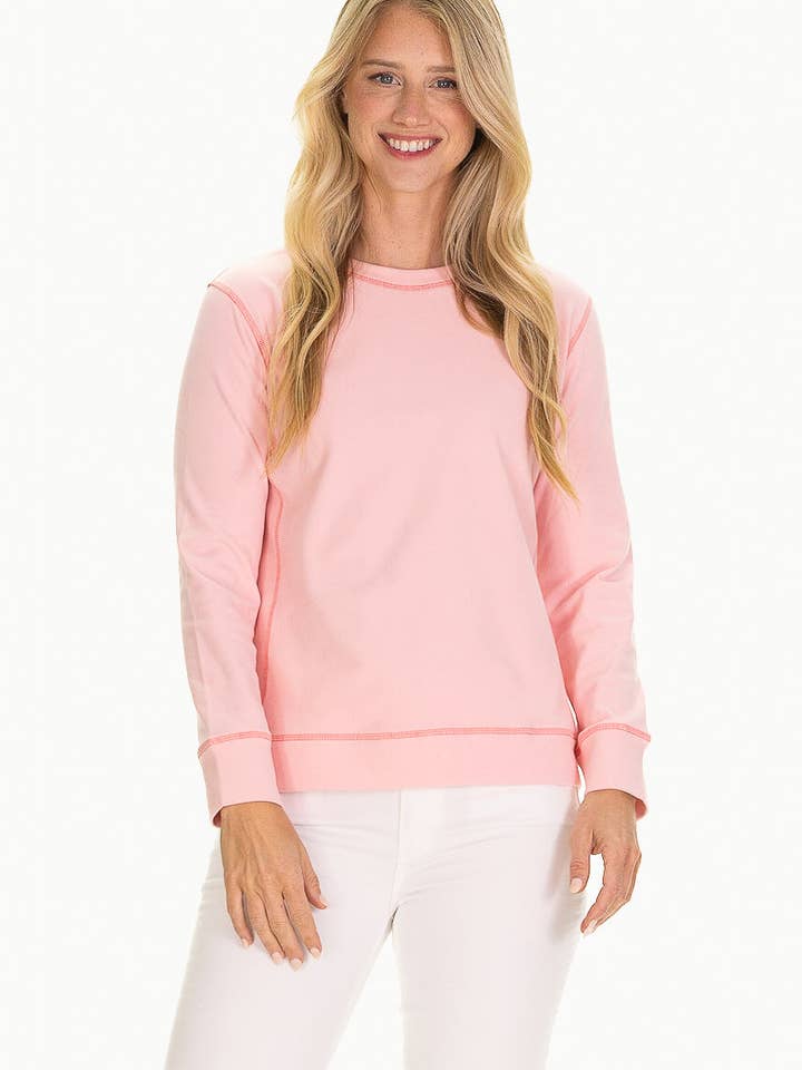 The Hollis Crewneck in SuperSoft BonBon Pink for wholesale by Duffield Lane