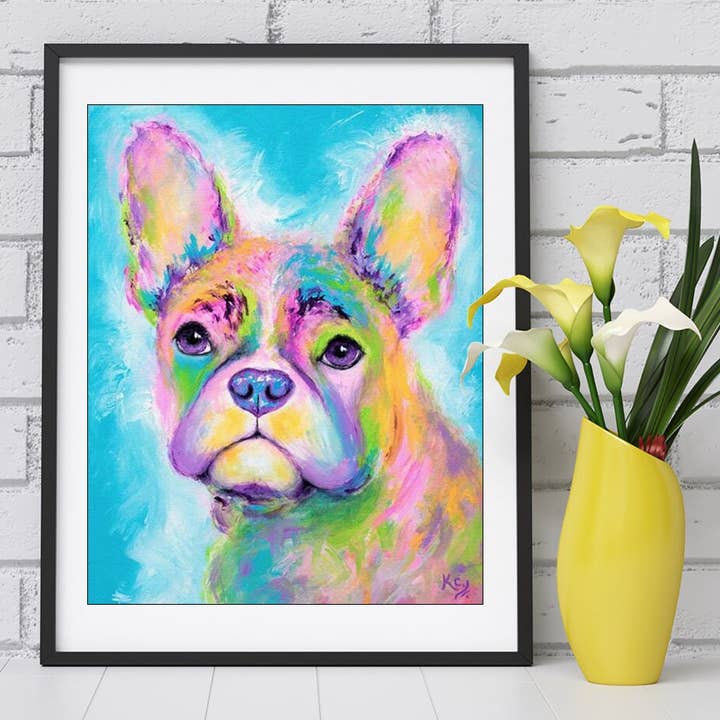 Krystle Cole Fine Art - Wholesale Art Print - Rainbow French Bulldog Frenchie Art Print4