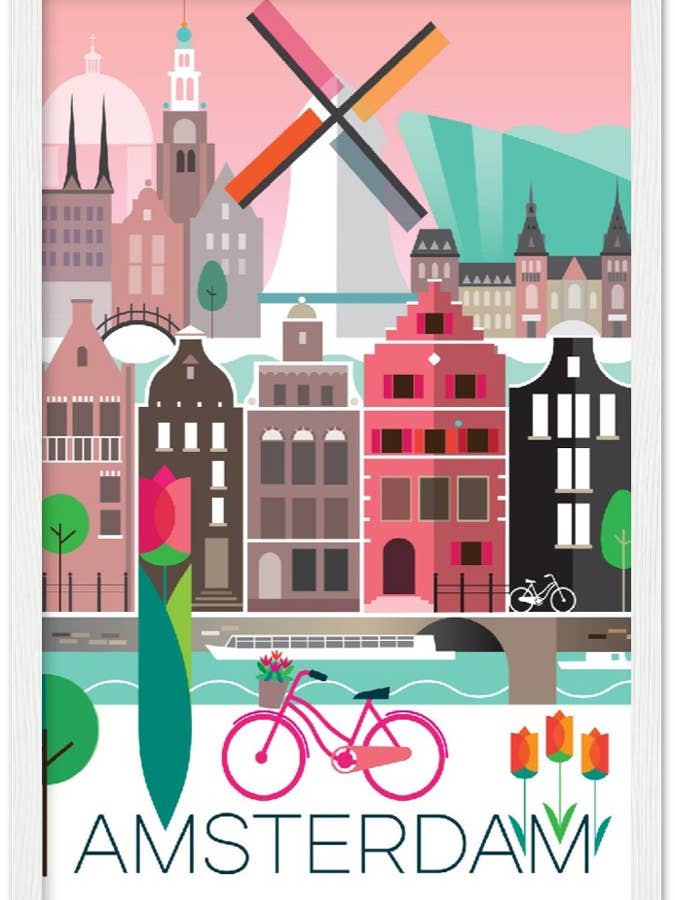 Amsterdam Premium Matt Papper Träramad Poster för wholesale av Max & Oscar