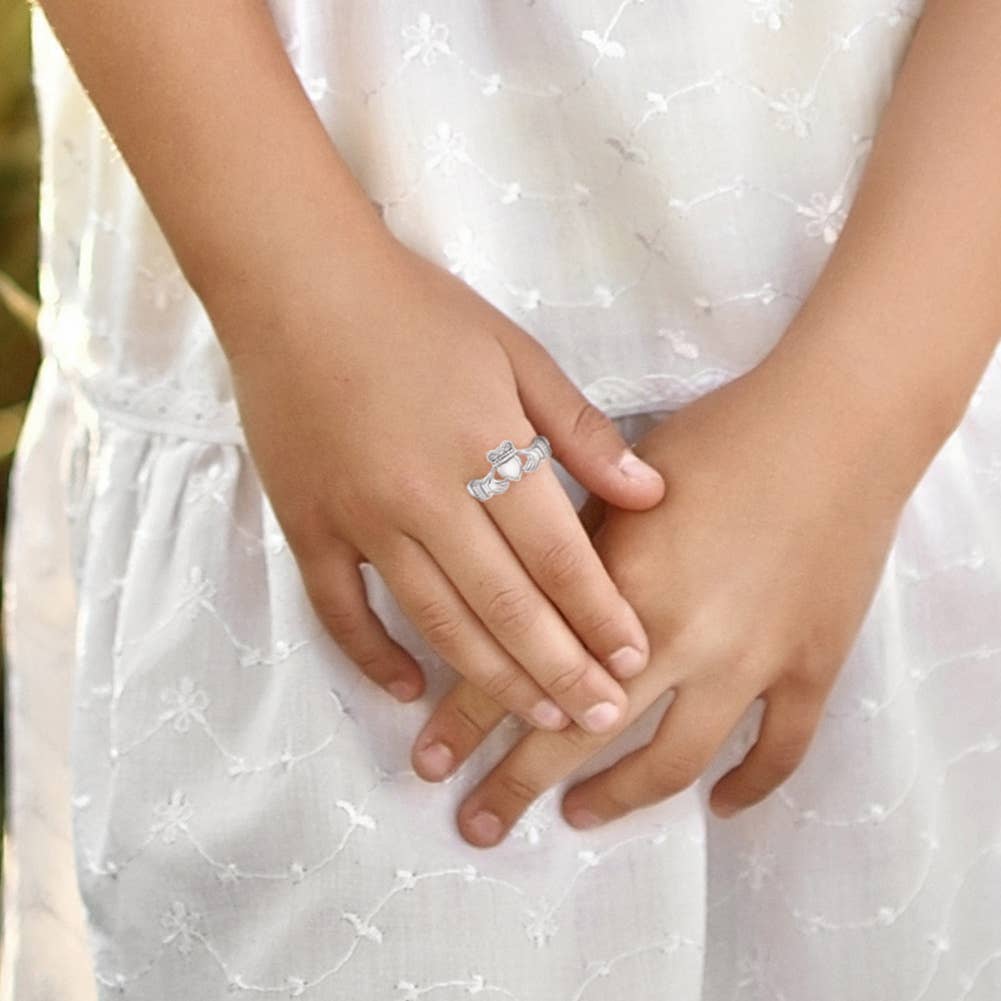 In Season Jewelry - Wholesale Band/Stacked Ring - Irish Claddagh Size 2-5 Baby / Kids Ring - Sterling Silver8