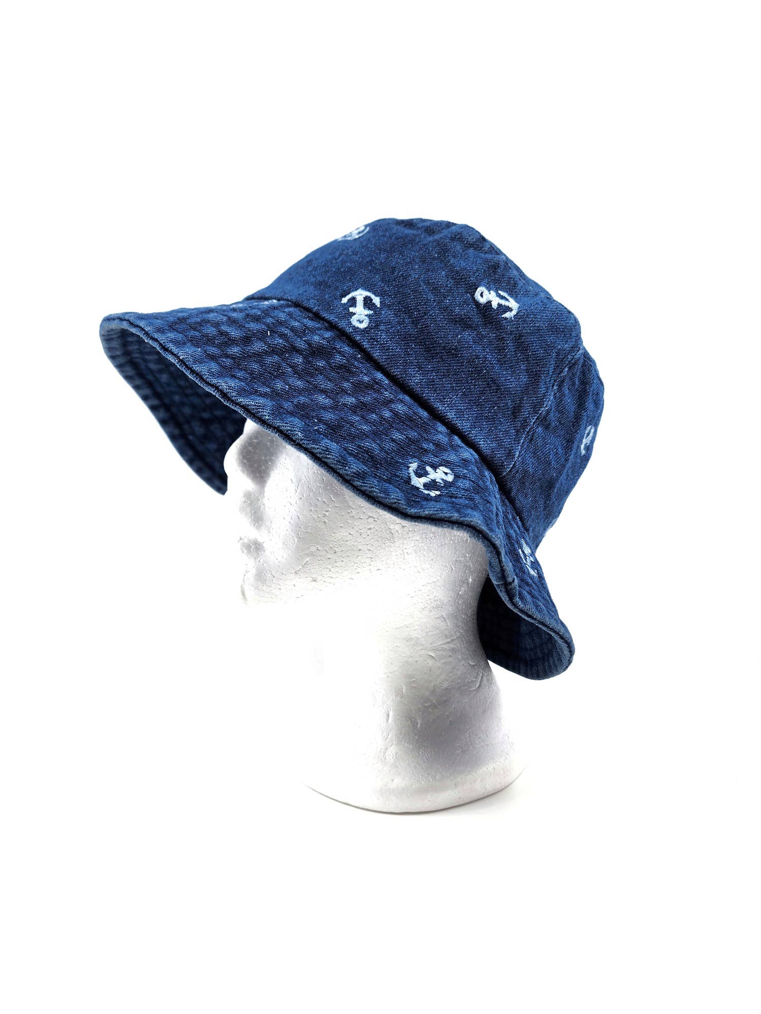 Hatzzi - Wholesale Bucket Hat - Women's - Anchor Embroidered Washed Denim Bucket Hat1