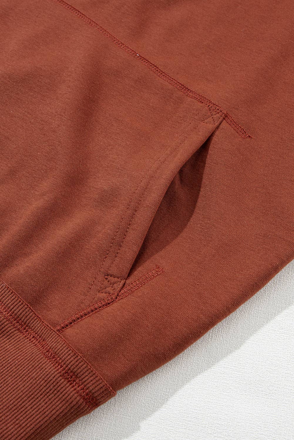 Suhkasana - Wholesale Hoodie - Women's - Chestnut Quilted Patchwork Exposed Seam Hoodie4