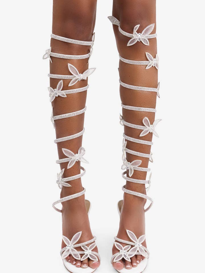 Lemonade Shoes - Wholesale High Heels - Women's - DRAMATIC FANTASY - Wrap-Around Stiletto Heel w/ Butterflies