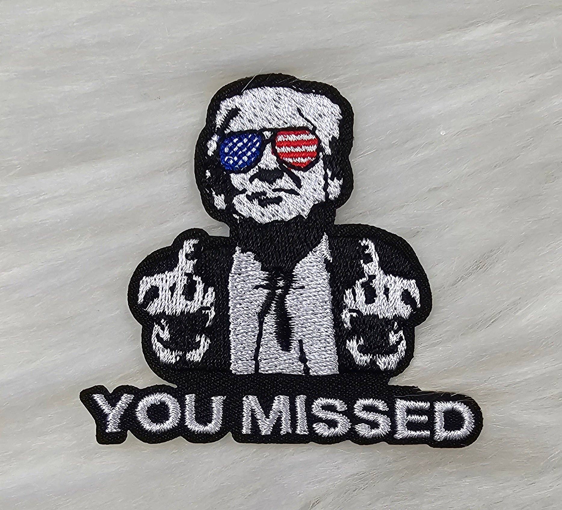 Scratch Decor - Wholesale Patch - 'You Missed' Trump Middle Finger Embroidery Iron On Patch