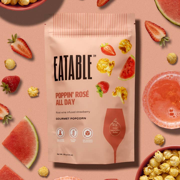 EATABLE Popcorn - Wholesale Popcorn - Poppin' Rosé All Day - Gourmet Candied Popcorn